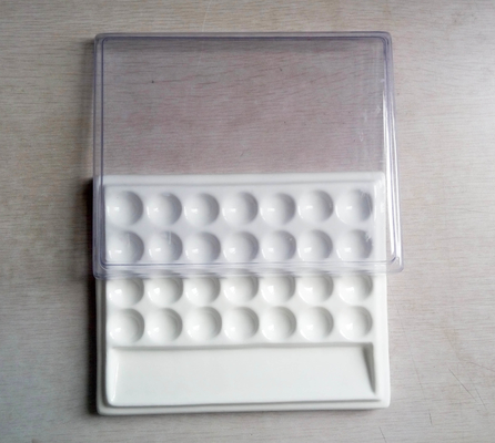 Dental porcelain  Mixing Slab (  Plate),28 Slots , having plastic Cover